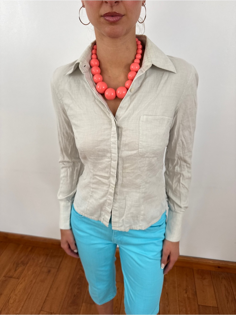 Borrelli Classic Long-Sleeve Button-Up Shirt in Light Gray
